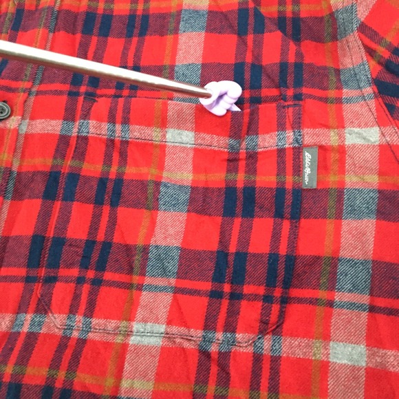 Eddie Bauer Red Flannel Shirt Plaid Button Up Long Sleeve Casual XXL - Picture 7 of 7